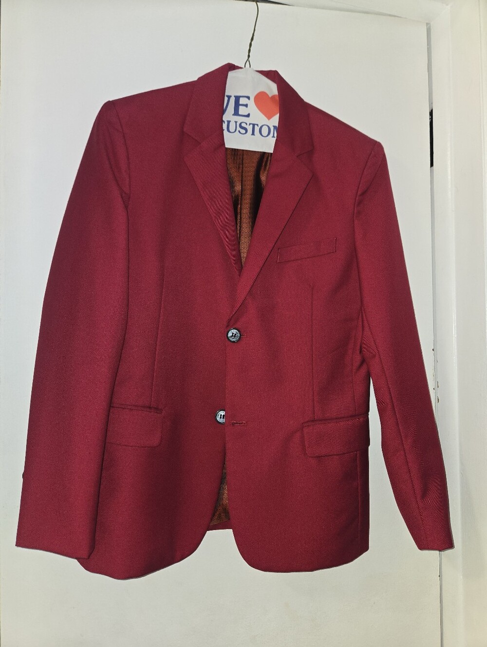 Boy's Red Blazer - Classic Two-Button Suit Jacket With Vest And Pants